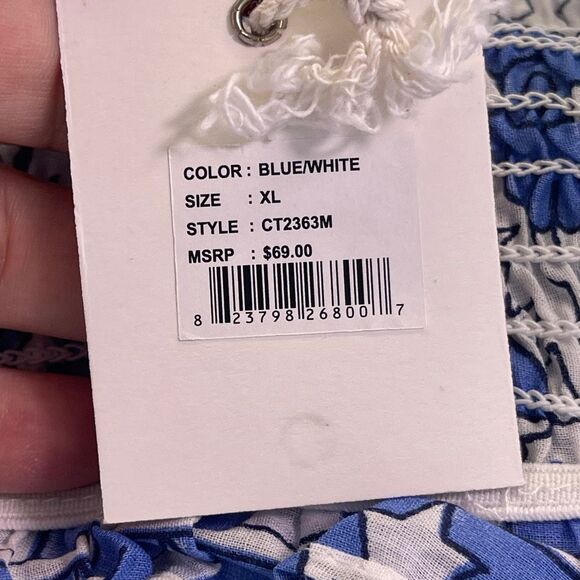 Jennifer & Grace Blue White Floral Print Smocked Tiered Mini Skirt Size XL NWT - Picture 4 of 11